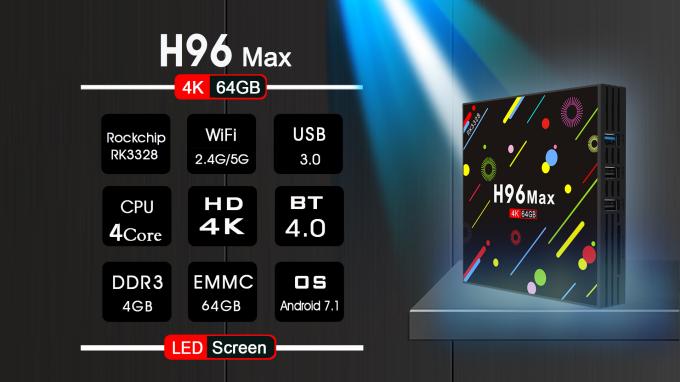 H96 4G maximum 64G RK3328 Android 7,1 KODI17.3 avec le wifi 5G et l'écran mené