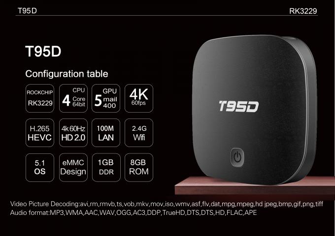 De T95D RK3229 de quadruple de noyau la meilleure TV boîte intelligente coulante d'Android 7,1 4K