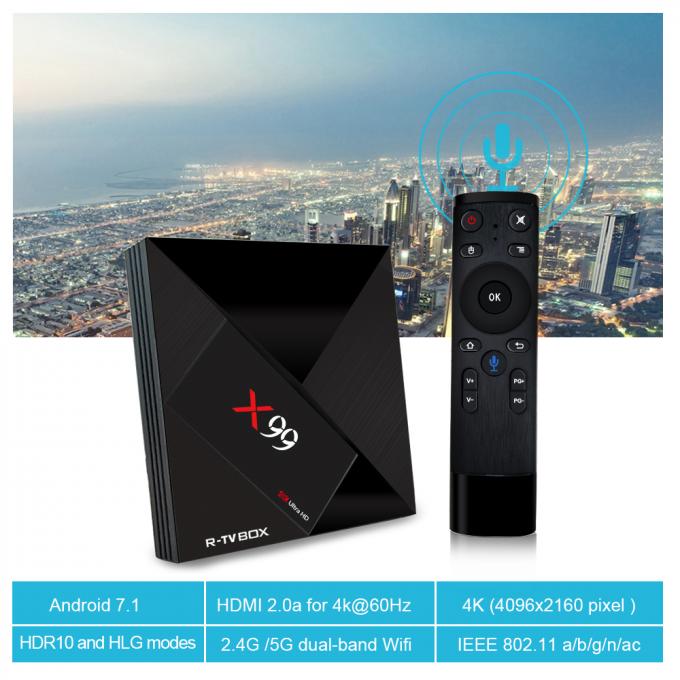 Le noyau 4+32G Kodi 18,0 de X99 RK3399 six a préinstallé la boîte d'Android 8,1 Android TV