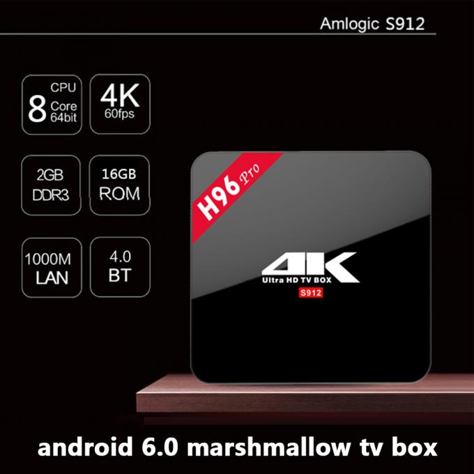 H96 pro Amlogic S912 64bit conjuguent boîte préinstallée de Wifi KODI 17,3 Android 7,1 TV