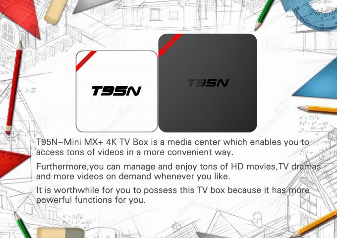 Cartes futées du disque MMC de soutien U de la boîte T95n d'Android TV de plein format de médias