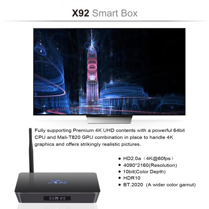 Boîte KODI 17,3 de X92 Amlogic S912 Wifi 2.4G/5GHz Android 7,1 TV installée
